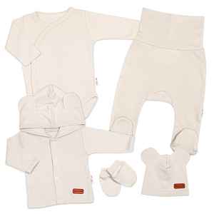 Baby Nellys 5D Bavlněná souprava pro miminko do porodnice Nature, ecru, 62