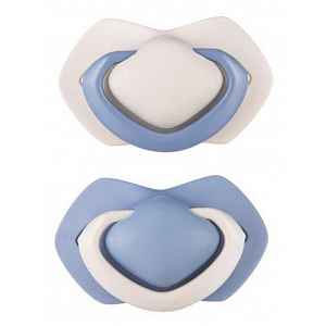 Canpol babies set symetrických silikonových dudlíků Pure Color Modrý 18m+