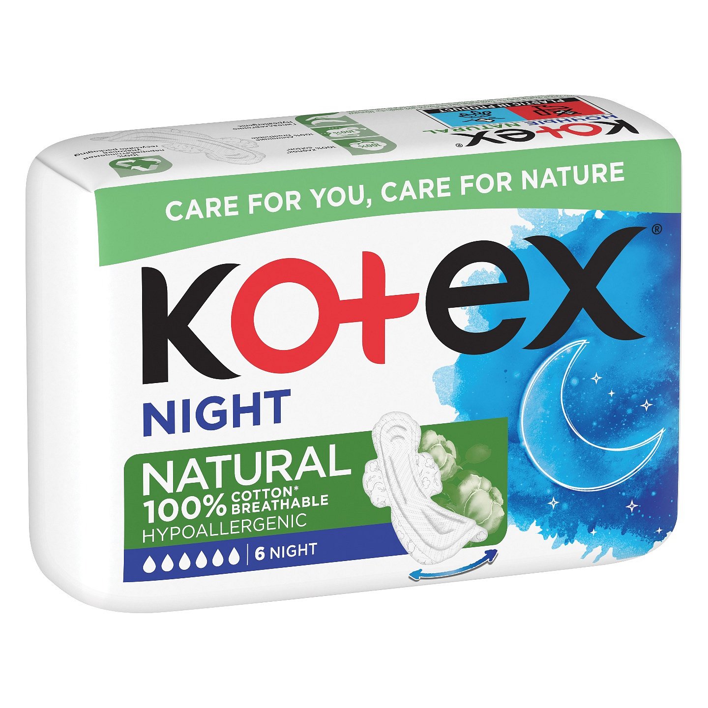 Kotex NATURAL Night vložky 6 ks