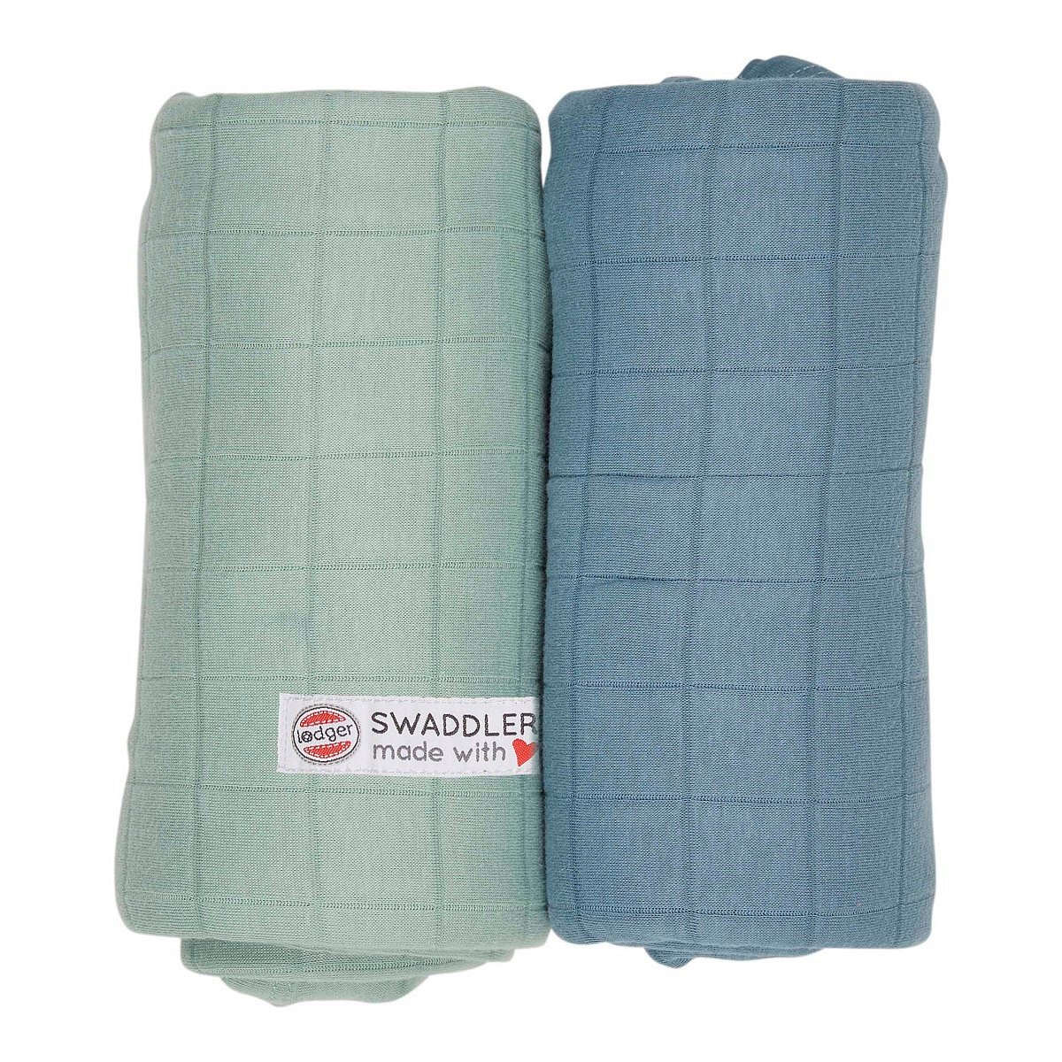 LODGER Osušky Swaddler Solid 2 ks Green/Ocean 120x120 cm
