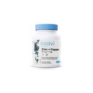 Osavi Zinc + Copper, zinek a měď, 15 mg + 1 mg, 120 rostlinných kapslí