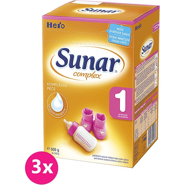 3x SUNAR Complex 1 (600 g) – kojenecké mléko