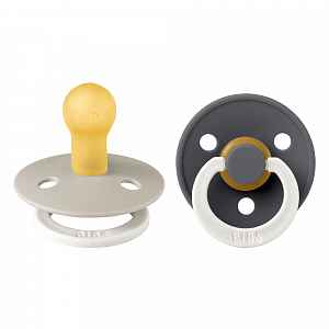 BIBS Dudlíky z přírodního kaučuku noční Colour 2ks, velikost 1 - Sand / Iron