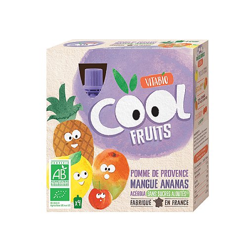 Vitabio Ovocné BIO kapsičky Cool Fruits jablko, mango, ananas a acerola 4x90g