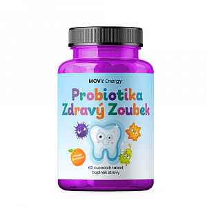 MOVit Energy Probiotika pro děti Zdravý zoubek pomeranč 60 cucavých pastilek