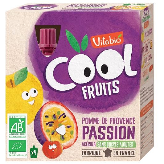 Vitabio Ovocné BIO kapsičky Cool Fruits jablko, maracuja, banán a acerola 4x90g