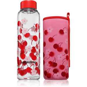Waterdrop Glass Edition skleněná láhev na vodu Sour Cherry 1 ks