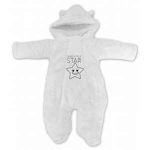 Baby Nellys Zimní chlupáčková kombinézka Little STAR, bílá vel.  74