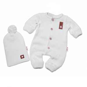 Baby Nellys Pletený overálek s knoflíčky Hand Made, bílý,68/74