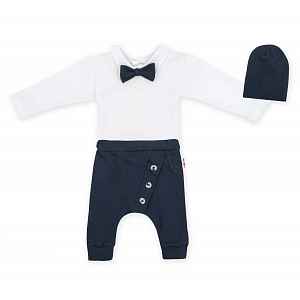 Baby Nellys 3-dílná sada Hubert, body s motýlkem, tepláčky a čepička - granát, vel. 98 vel.  98