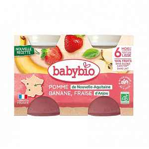 BABYBIO Jablko banán a jahody s mátou 2 x 130 g