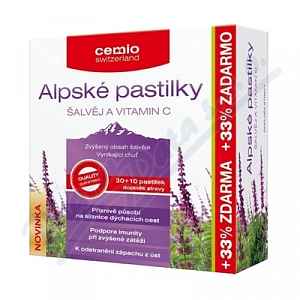 Cemio Alpské pastilky ŠALVĚJ a VITAMIN C pst.30+10