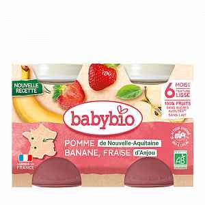 BABYBIO Jablko banán a jahody s mátou 2 x 130 g