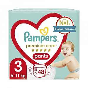 PAMPERS Premium Care Pants 3 MIDI (6-11 kg) 48 ks Value Pack – plenkové kalhotky