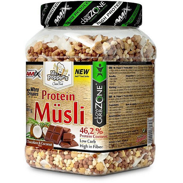 AMIX Mr. Popper ´s Protein Müsli, Čokoláda-kokos, 500g