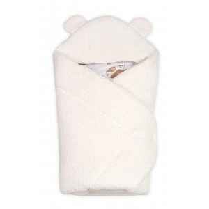 Baby Nellys Beránková zavinovačka s kapucí bavlna/beránek, Teddy - Srnka, smetana