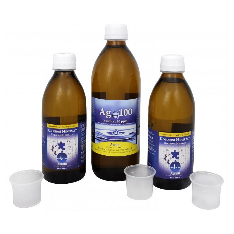 Koloidní minerály 2x 300 ml + Koloidní stříbro Ag100 (10ppm) 500 ml ZDARMA