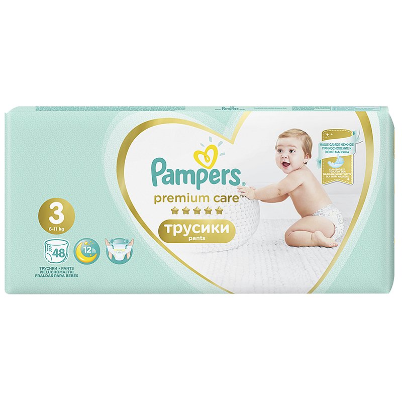 PAMPERS Premium Care Pants 3 MIDI (6-11 kg) 48 ks Value Pack – plenkové kalhotky