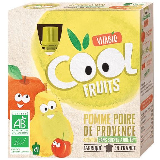 Vitabio Ovocné BIO kapsičky Cool Fruits jablko, hruška a acerola 4x90g