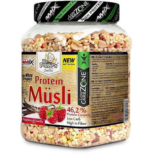 AMIX Mr. Popper ´s Protein Müsli, Malina-vanilka, 500g