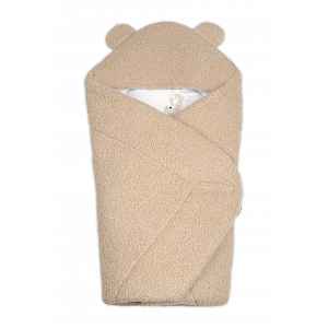 Baby Nellys Beránková zavinovačka s kapucí bavlna/beránek, Teddy - Medvídek béžová, hnědá