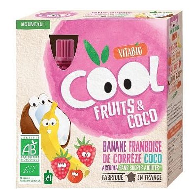 Vitabio Ovocné BIO kapsičky Cool Fruits jablko, kokos, banán, maliny a acerola 4x85g