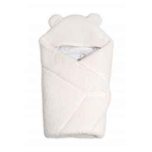 Baby Nellys Beránková zavinovačka s kapucí bavlna/beránek, Teddy - Medvídek smetana