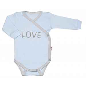 Baby Nellys Body dlouhý rukáv Love - zapínání bokem, modré vel.  68