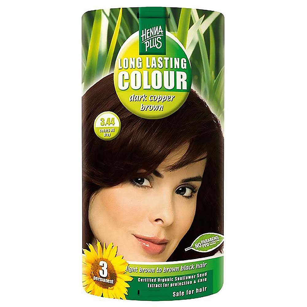 HENNA PLUS Přírodní barva na vlasy TMAVĚ MĚDĚNÁ HNĚDÁ 3.44 100 ml