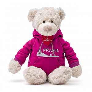 Lumpin Medvěd Spencer v růžové mikině Praha, 35 cm