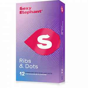 Sexy Elephant Vroubkované kondomy Ribs & Dots (12 ks)