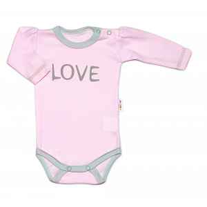 Baby Nellys Body dlouhý rukáv Love - růžové