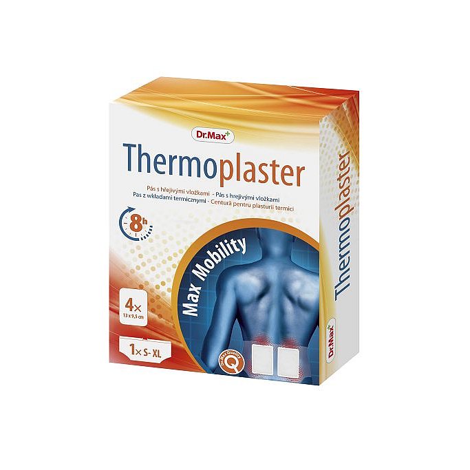 Dr.Max Thermoplaster Pás s hřejivými vložkami 4 vložky 13 x 9,5 cm