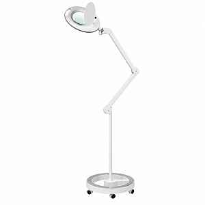 Zvětšovací lupa s LED lampou na stojanu i s uchycením na stůl Weelko Mega+ White - 5 dioptrií