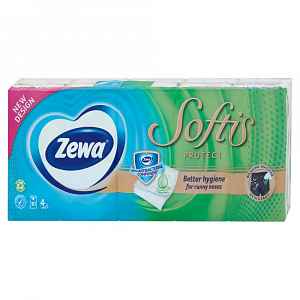 Zewa Softis Protect parfémované papírové kapesníčky 4-vrstvé  10 x 9 ks