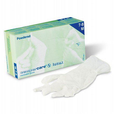 Rukavice vyš.Sempercare Latex vel.M/100ks s pudrem