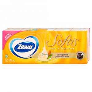Zewa Softis Soft & Sensitive papírové kapesníčky 4-vrstvé  10 x 9 ks