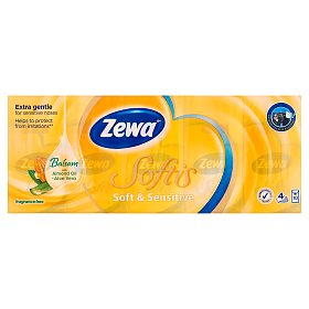 Zewa Softis Soft & Sensitive papírové kapesníčky 4-vrstvé  10 x 9 ks