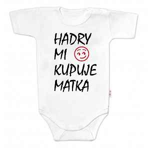 Baby Nellys Body krátký rukáv Hadry mi kupuje matka,  bílé vel.  86