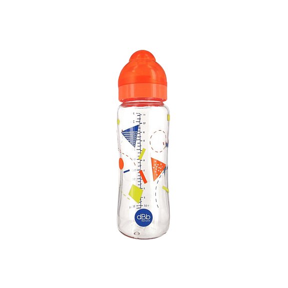 dBb skleněná lahvička Geometrie savička 4+měs. oranžová,330ml