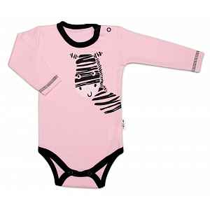 Baby Nellys Body dlouhý rukáv, růžové, Zebra vel.  56