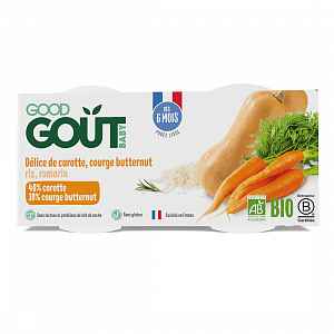 2x GOOD GOUT BIO Pyré z máslové dýně a mrkve 190 g