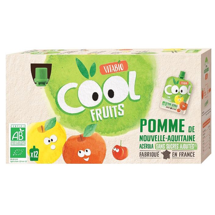 Vitabio Ovocné BIO kapsičky Cool Fruits jablko a acerola 12x90g