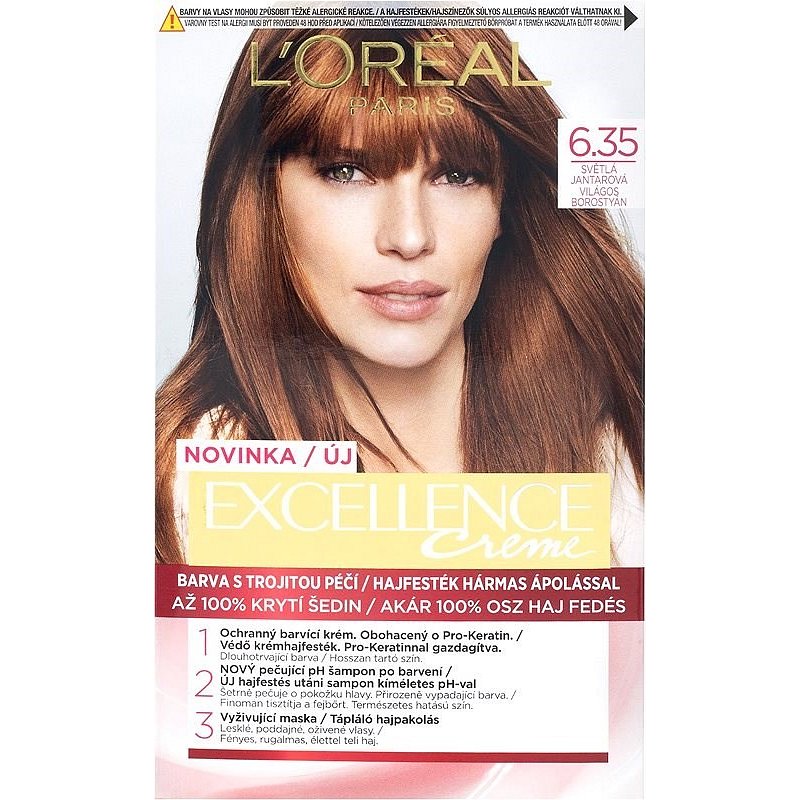 L´Oréal Paris Permanentní barva na vlasy Excellence Creme 6.35 světle jantarová