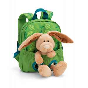 Nici Batůžek 21x26cm s plyšákem Zajíček 25cm, zelený