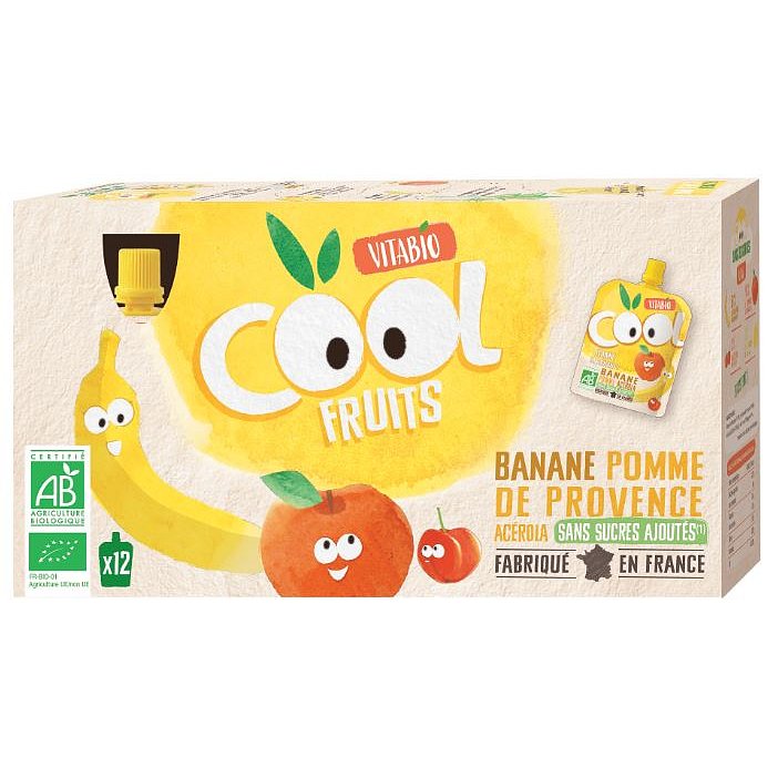 Vitabio Ovocné BIO kapsičky Cool Fruits jablko, banán a acerola 12x90g