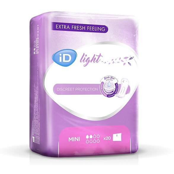 VLOŽKY ABSORPČNÍ ID LIGHT MINI 175ML,COTTON FEEL,JEDNOTLIVĚ BALENÉ,20KS - II. jakost