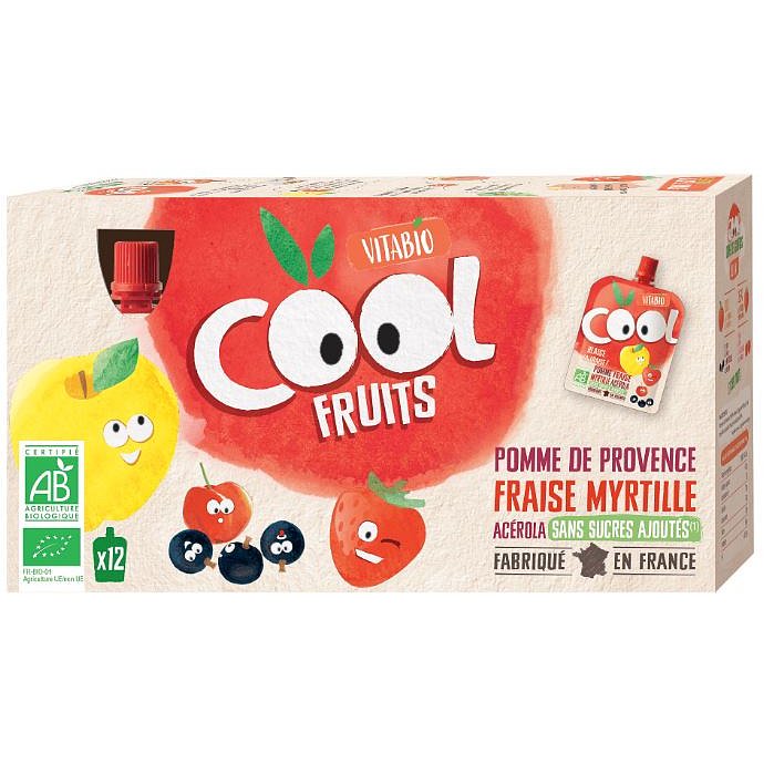 Vitabio ovocné BIO kapsičky Cool Fruits jablko, jahody, borůvky a acerola 12x90g