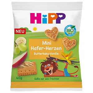 HiPP BIO Srdíčka ovocno-obilná Máslové sušenky - Vanilka od uk. 1 roku, 40 g