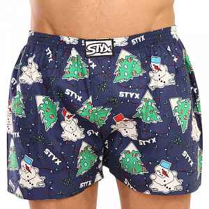 Styx Pánské trenky art klasická guma nadrozměr Vánoce (E1450) 4XL